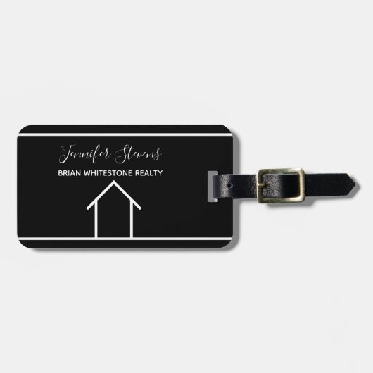 Real Anwesen Company Moderne Black Custom Realtor Gepäckanhänger (Vorderseite horizontal)