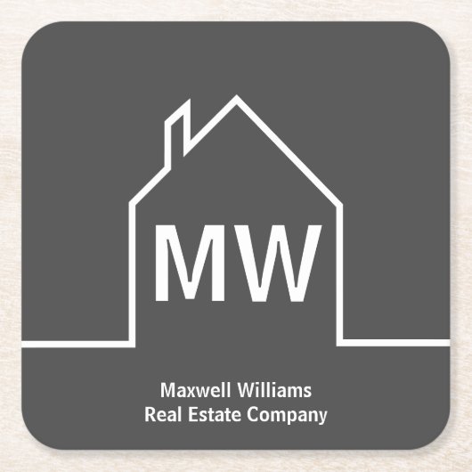 Real Anwesen Company Personalisiert Gray Realtor Rechteckiger Pappuntersetzer (Vorderseite)