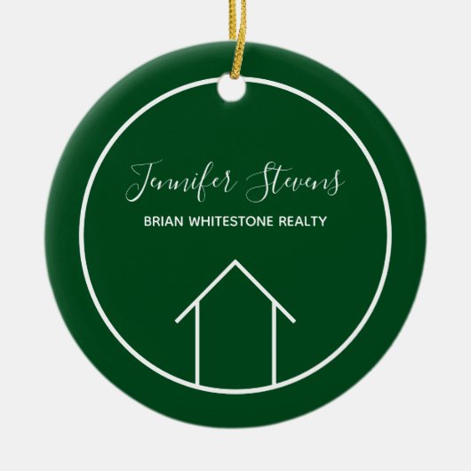 Real Anwesen Company Personalisiert Green Christma Keramik Ornament (Vorne)