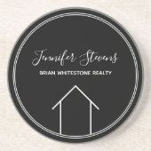 Real Anwesen Company Schwarz-weiß Realtor Getränkeuntersetzer (Vorne)
