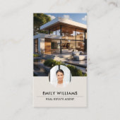 Real Anwesen Custom Foto QR Code Social Media Visitenkarte (Vorderseite)