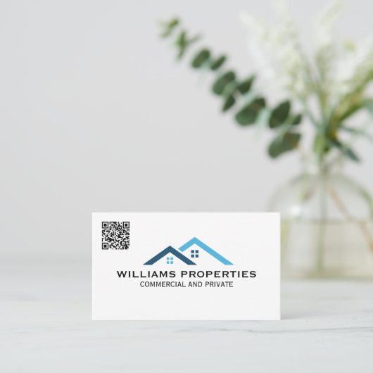 Real Anwesen | Dachlogo | QR-Code Visitenkarte (Stehend Vorderseite)
