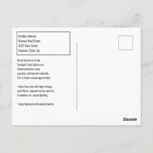 Real Anwesen Direct Mail Grau Postkarte (Rückseite)