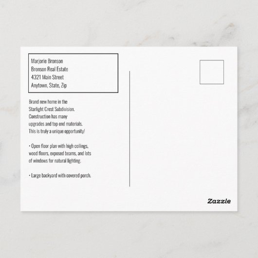 Real Anwesen Direct Mail Greige Postkarte (Rückseite)