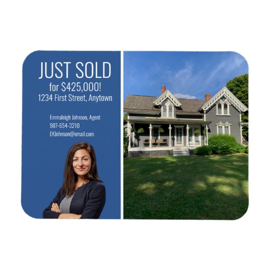 Real Anwesen Direct Mail Modern Blue Magnet (Horizontal)