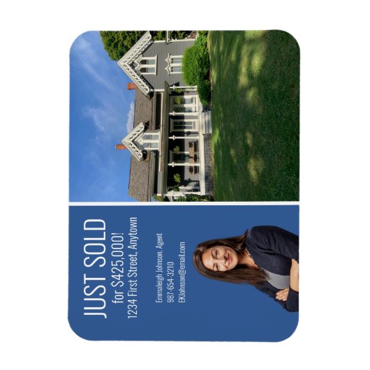 Real Anwesen Direct Mail Modern Blue Magnet (Vertikal)
