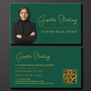 Real Anwesen Emerald Green Gold QR Code Skript Visitenkarte