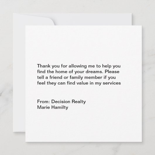 Real Anwesen Foto Vielen Dank Karten (Rückseite)