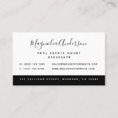 Real-Anwesen für Schwarz-weiße Logos Visitenkarte (Rückseite)