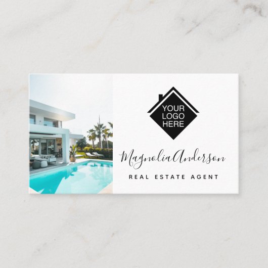 Real-Anwesen für Schwarz-weiße Logos Visitenkarte (Vorderseite)