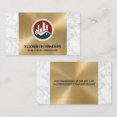 Real Anwesen Gebäude | Goldmetall | Marmor Visitenkarte (Vorne/Hinten)