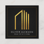 Real Anwesen | Gold Lux Führungskraft | Schwarzes Quadratische Visitenkarte (Vorderseite)