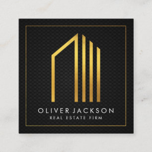 Real Anwesen   Gold Lux Führungskraft   Schwarzes  Quadratische Visitenkarte