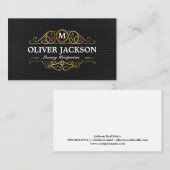Real Anwesen | Gold Luxury Properties | Leder Visitenkarte (Vorne/Hinten)