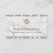 Real Anwesen Gold Silber Logo | Damask Marble Terminkarte (Rückseite)