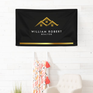 Real Anwesen Golden House Logo Modern Realtor Banner