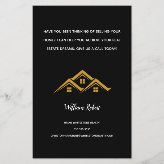Real Anwesen Golden House Logo Modern Realtor Flyer (Vorne)