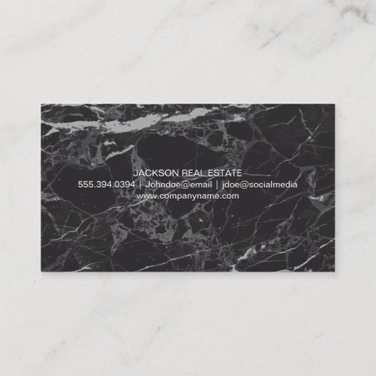 Real Anwesen | Goldene Elemente | Schwarzer Marmor Visitenkarte (Rückseite)