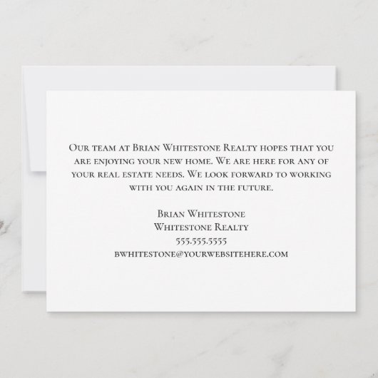 Real Anwesen Happy Zuhause Anniversary Chic Black Karte (Rückseite)