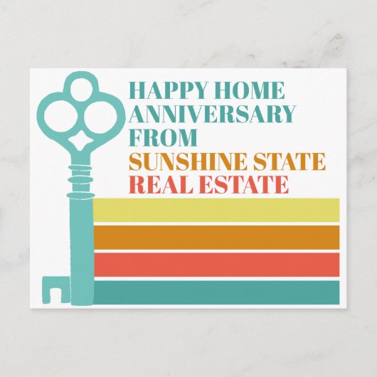 Real Anwesen Happy Zuhause Anniversary Retro gestr Postkarte (Vorderseite)