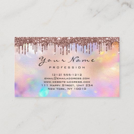 Real Anwesen House Agent Tropfen Glitzer-Logo Visitenkarte (Rückseite)