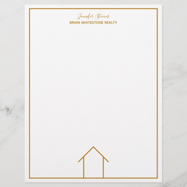Real Anwesen House Einfach Chic Gold Custom Realto Briefbogen (Vorderseite)