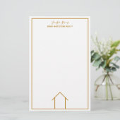 Real Anwesen House Einfach Chic Gold Custom Realto Briefpapier (Stehend Vorderseite)
