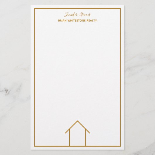 Real Anwesen House Einfach Chic Gold Custom Realto Briefpapier (Vorderseite)