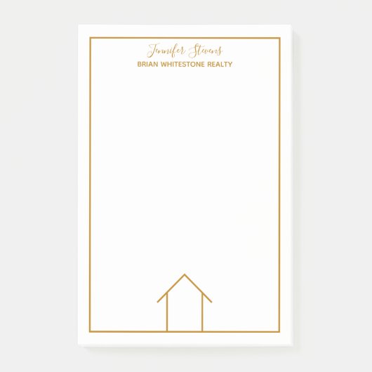 Real Anwesen House Einfach Chic Gold Custom Realto Post-it Klebezettel (Vorderseite)