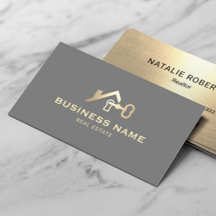 Real Anwesen House & Key Logo Elegante Gold Realto Visitenkarte
