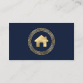 Real Anwesen House Logo griechischer Key Frame Blu Visitenkarte (Rückseite)