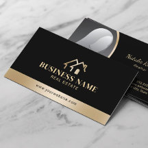 Real Anwesen House Logo Modern Black & Gold Realto