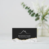 Real Anwesen House Roof Logo Modern Gold Marmor Visitenkarte (Stehend Vorderseite)