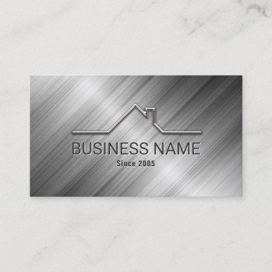 Real Anwesen House Roof Logo Realtor Metallic Visitenkarte (Vorderseite)