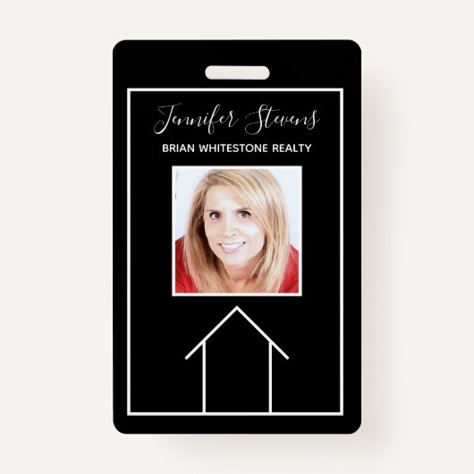 Real Anwesen House Schwarz-weiß Custom Realtor Ausweis (Vorderseite)