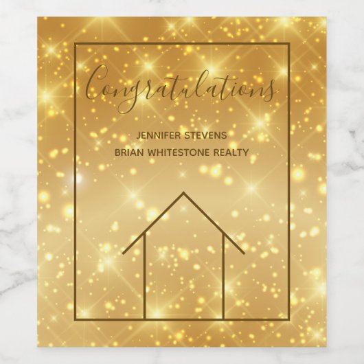 Real Anwesen Housewarming Herzlichen Glückwunsch G Weinetikett (Einzelnes Label)