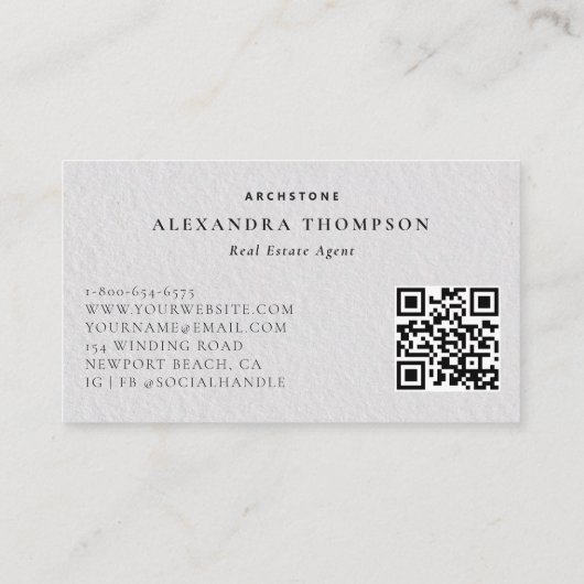 Real Anwesen Imitat Embossed Key Schwarz-weißes Fo Visitenkarte (Rückseite)