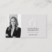 Real Anwesen Imitate Embossed Schwarz-weißes einfa Visitenkarte (Vorderseite)