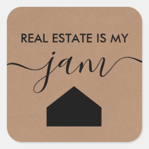 Real Anwesen ist My Jam Gift Tag, Realtor, Kraft Quadratischer Aufkleber