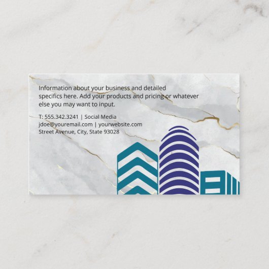 Real Anwesen | Kommerzielle Eigenschaften | Marmor Visitenkarte (Rückseite)