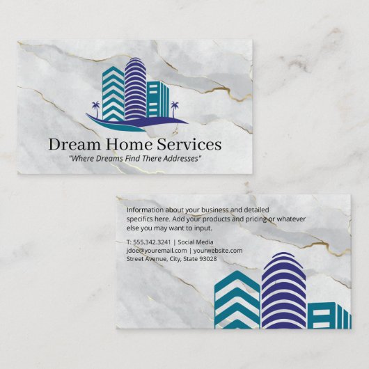 Real Anwesen | Kommerzielle Eigenschaften | Marmor Visitenkarte (Vorne/Hinten)