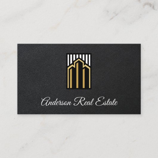 Real Anwesen Kommerzielles Gebäude | Leder Visitenkarte (Vorderseite)
