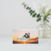 Real-Anwesen-Logo an der Küste | Sonnenaufgang Visitenkarte (Stehend Vorderseite)