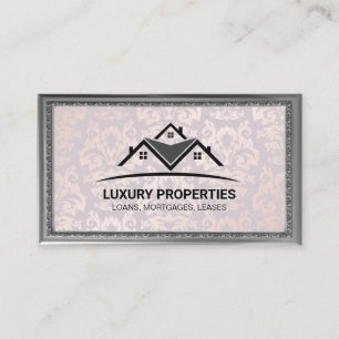 Real-Anwesen-Logo Damask Print Extravaganter R Visitenkarte