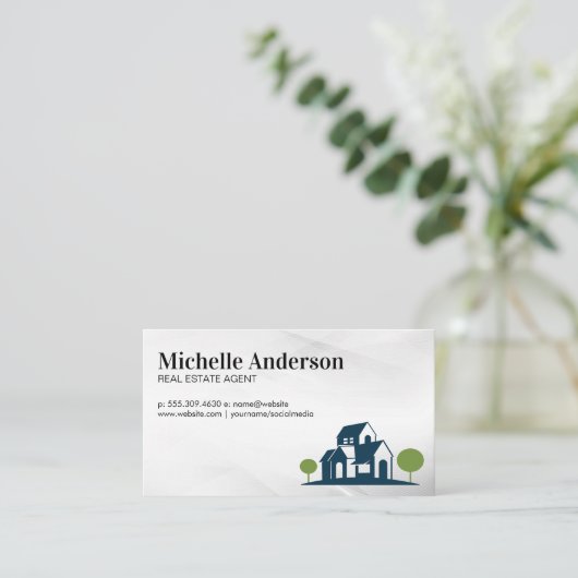 Real Anwesen | Logo für Zuhause-Immobilien Visitenkarte (Stehend Vorderseite)