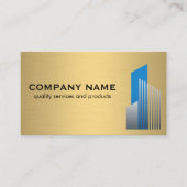 Real-Anwesen-Logo | Gold Metal Background Visitenkarte (Vorderseite)