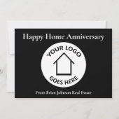 Real Anwesen Logo Happy Zuhause Anniversary Black  Karte (Vorderseite)