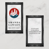 Real-Anwesen-Logo | Marmor | Schwarzer Rahmen Terminkarte (Vorne/Hinten)