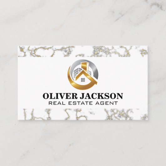 Real-Anwesen-Logo | Marmorplatte Visitenkarte (Vorderseite)