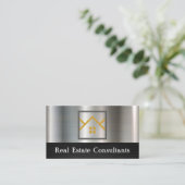 Real-Anwesen-Logo | Metallic Black Visitenkarte (Stehend Vorderseite)